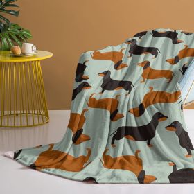 1Pc Of Flannel Sausage dog With Cute Pet Theme, Soft And Fluffy, Multifunctional Outdoor Beach Camping, Living Room Sofa, Office Nap, Printed Bla