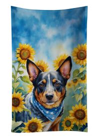 Australian Cattle Dog in Sunflowers Kitchen Towel Dish Cloths Guest Hand Towel Decorative Bathroom Towel for Face,Tea, Dishcloth, Kitchen and Bat
